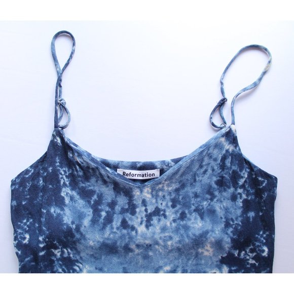 Reformation Seville Tie-Dyed Georgette Mini Dress / Size XS / Blue White - Picture 6 of 9